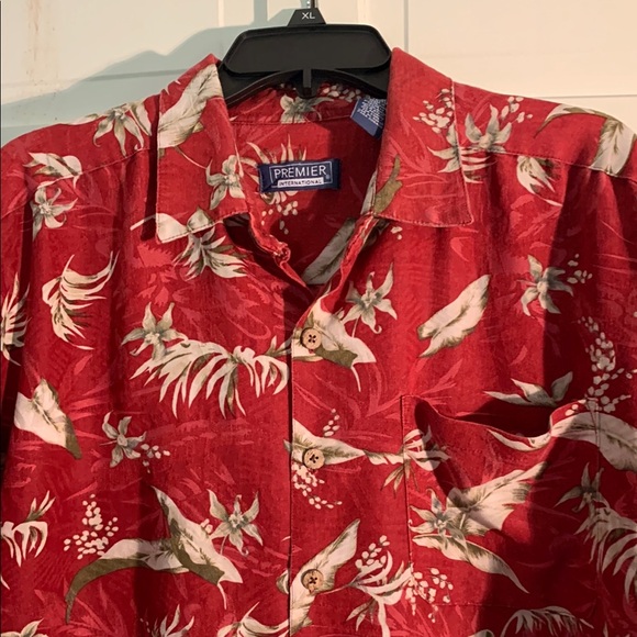 Premier International Other - Premier International Vibrant Red Floral Men's Hawaiian Shirt